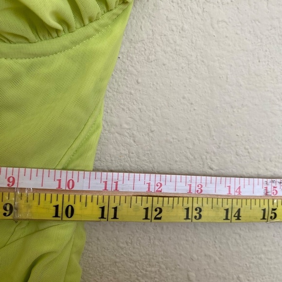 HOUSE OF CB 'Valentina'Lime neon Asymmetric Cutout Midi‎ Dress/Size XS plus cup - Picture 13 of 16